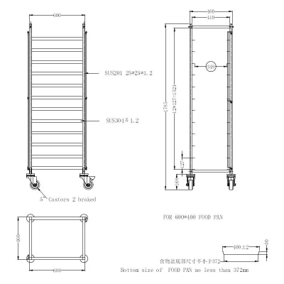 CHARIOTS DE DÉBRASSAGE DÉMONTABLE EN 600x400